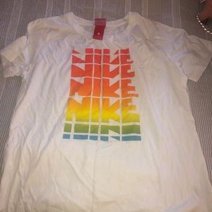 Nike white and multicolor tee